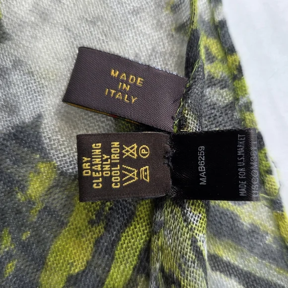 Loro Piana Green and Gray Cashmere Silk Scarf - Picture 5 of 12